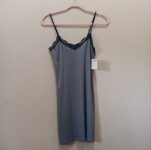 Calvin Klein Nightgown Small Lace Trim Spaghetti Straps Grey